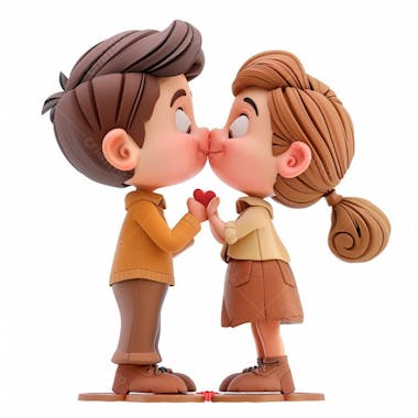 Imagem de um casal cartoon apaixonado se beijando 2