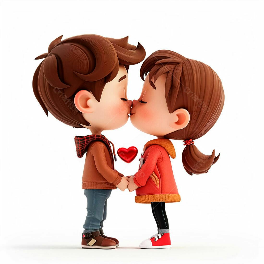Casal de desenho animado se beijando
