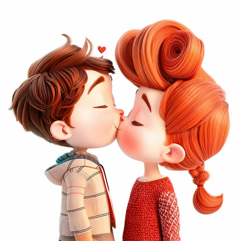 Imagem De Um Casal Cartoon Apaixonado Se Beijando 6