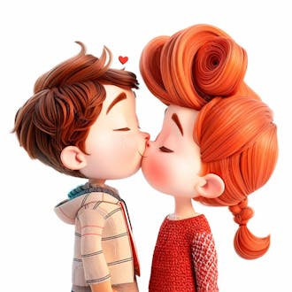 Imagem de um casal cartoon apaixonado se beijando 6