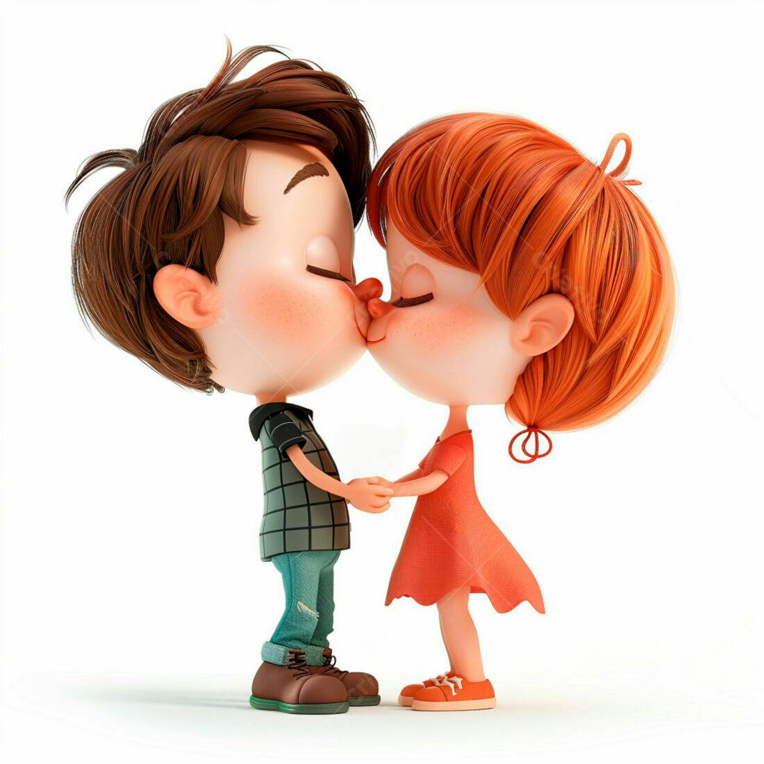 Desenho de casal infantil se beijando