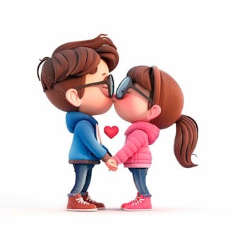 Imagem de um casal cartoon apaixonado se beijando 8