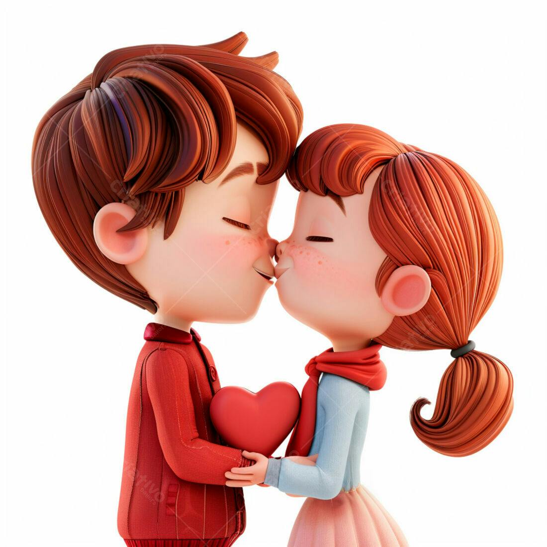 Casal apaixonado se beijando com coração