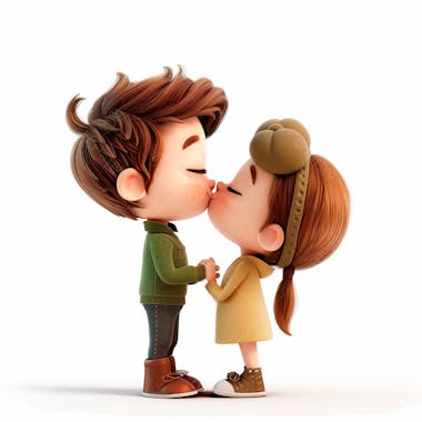 Imagem de um casal cartoon apaixonado se beijando 12