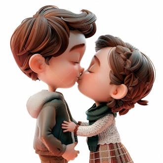 Imagem de um casal cartoon apaixonado se beijando 13