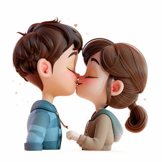 Imagem de um casal cartoon apaixonado se beijando 15