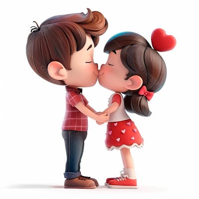 Imagem De Um Casal Cartoon Apaixonado Se Beijando 16