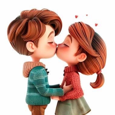 Imagem de um casal cartoon apaixonado se beijando 18