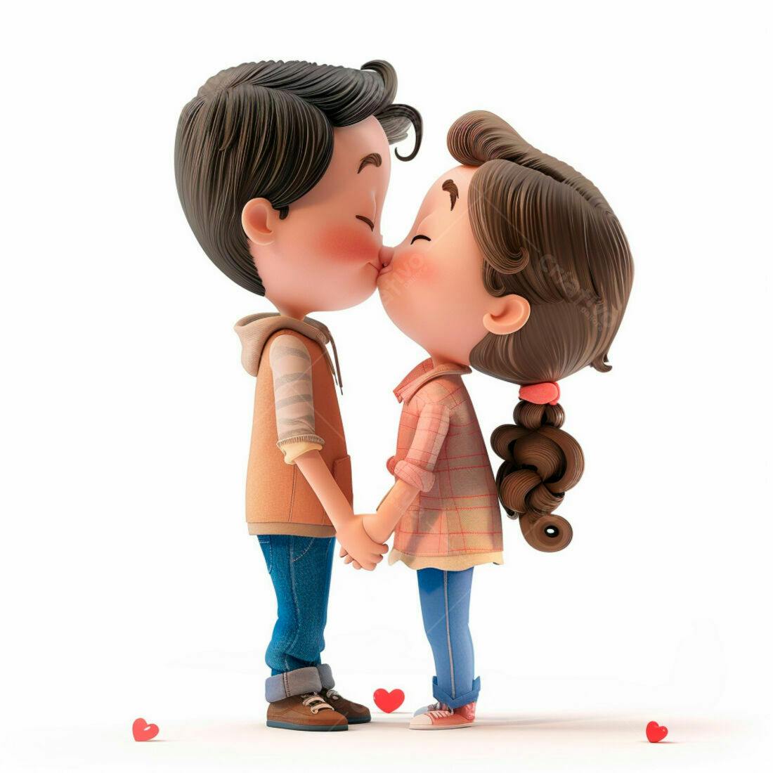 Casal de desenho animado se beijando