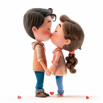 Imagem de um casal cartoon apaixonado se beijando 19