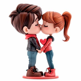 Imagem de um casal cartoon apaixonado se beijando 24