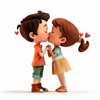 Imagem de um casal cartoon apaixonado se beijando 28