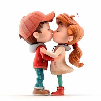 Imagem de um casal cartoon apaixonado se beijando 29