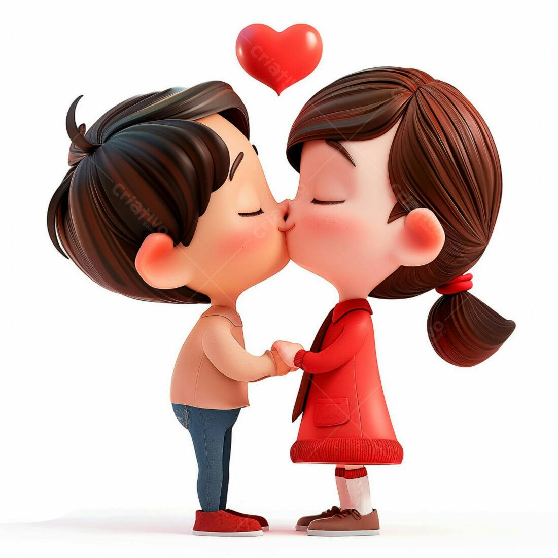 Casal animado se beijando dia dos namorados