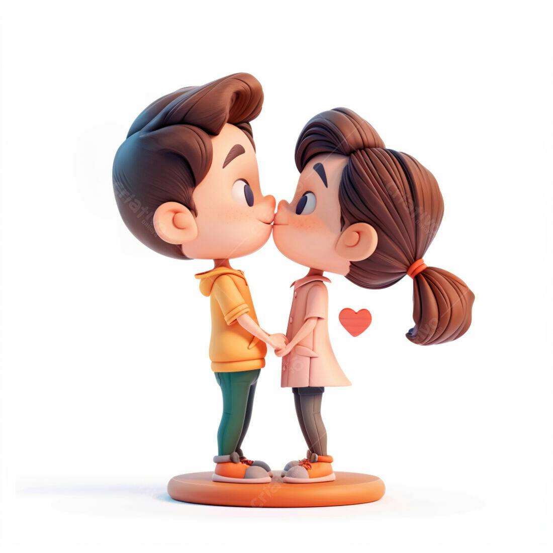 Casal apaixonado se beijando ilustração 3D