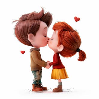 Imagem de um casal cartoon apaixonado se beijando 32