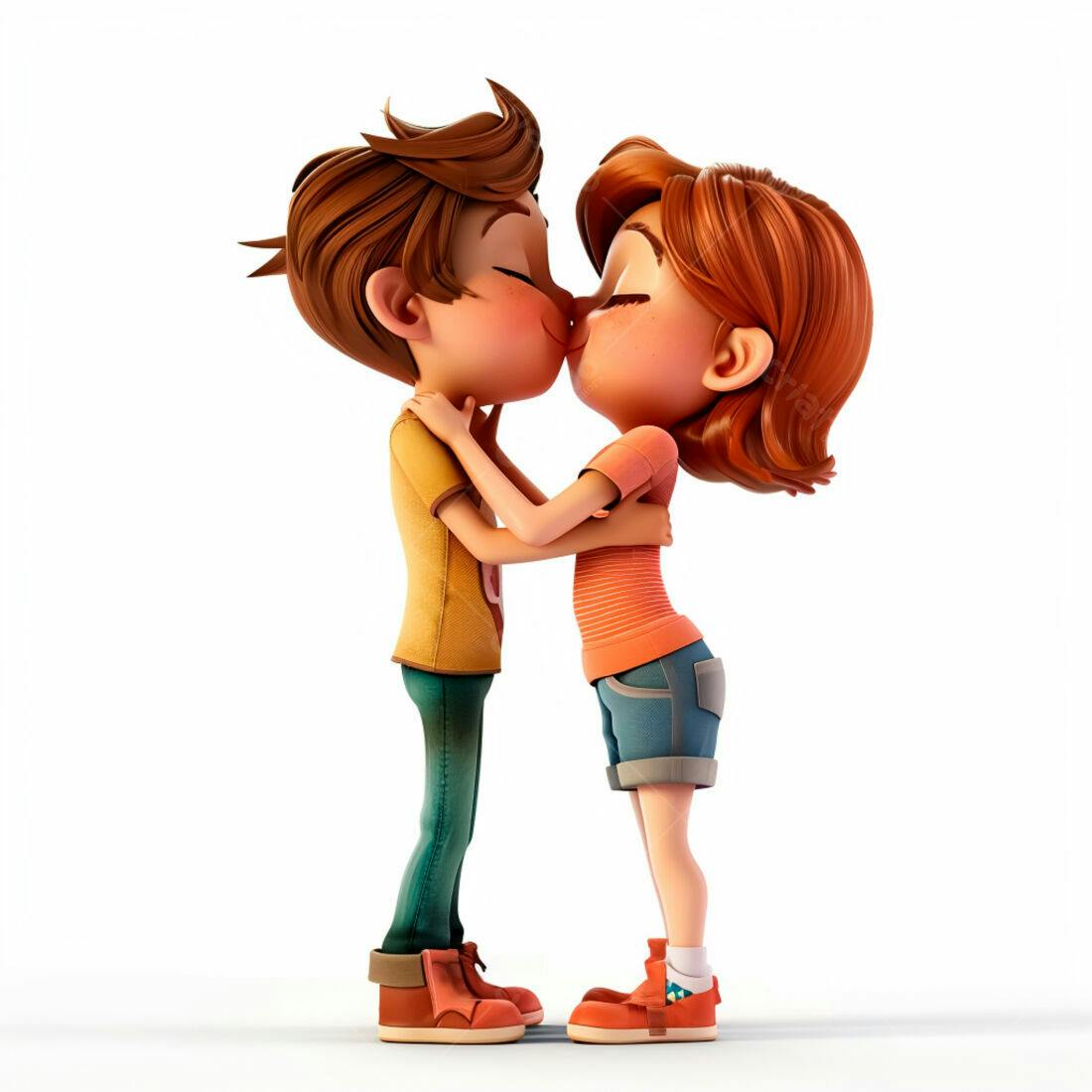 Desenho casal apaixonado se beijando