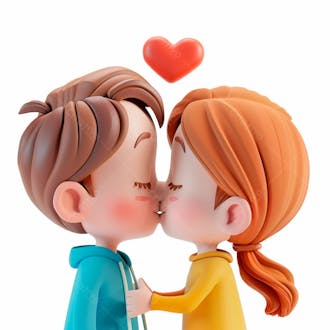 Imagem de um casal cartoon apaixonado se beijando 34