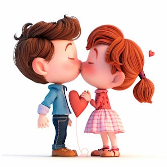 Imagem de um casal cartoon apaixonado se beijando 35
