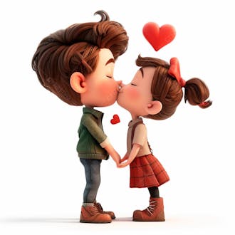 Imagem de um casal cartoon apaixonado se beijando 36