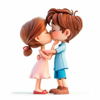 Imagem de um casal cartoon apaixonado se beijando 37
