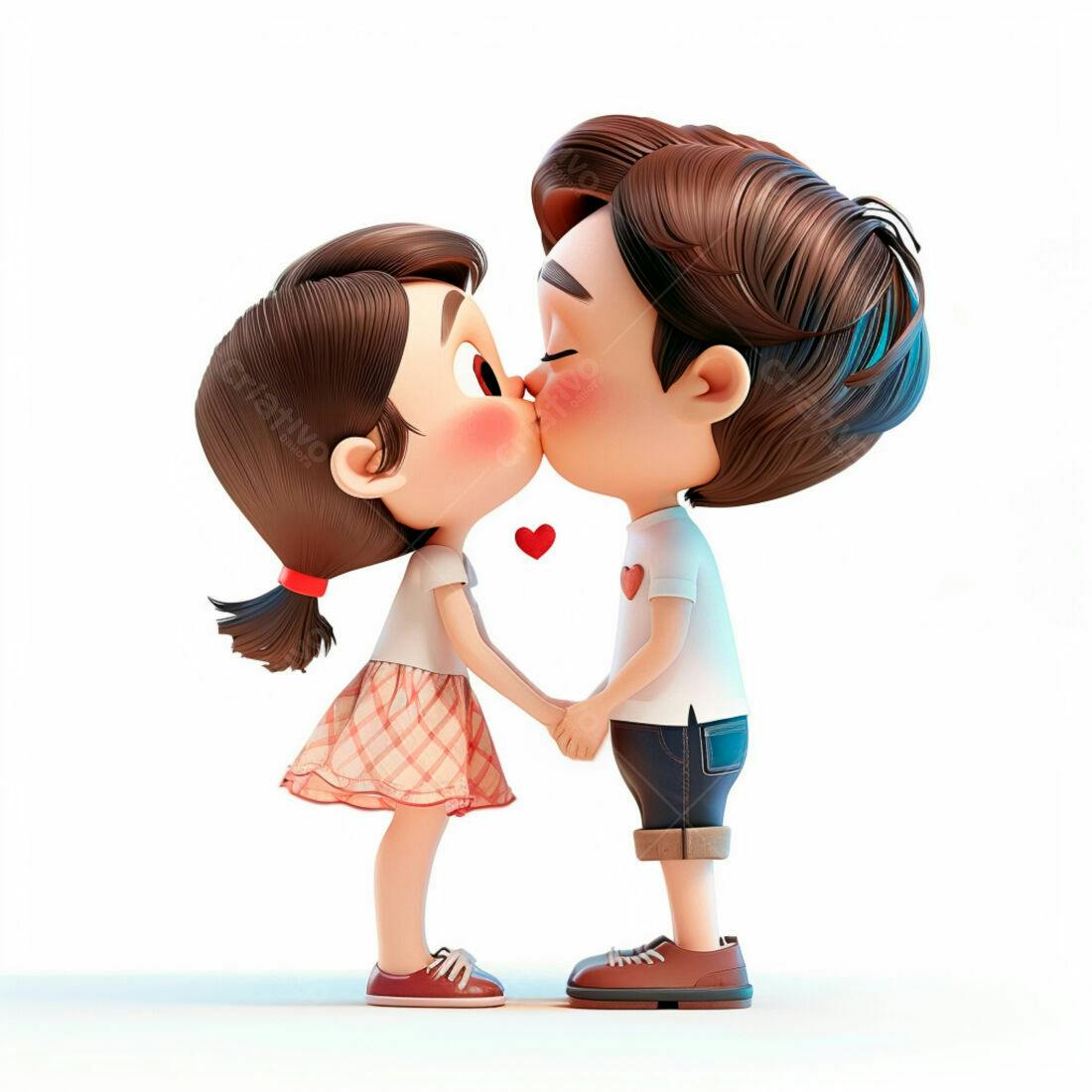Desenho casal apaixonado se beijando