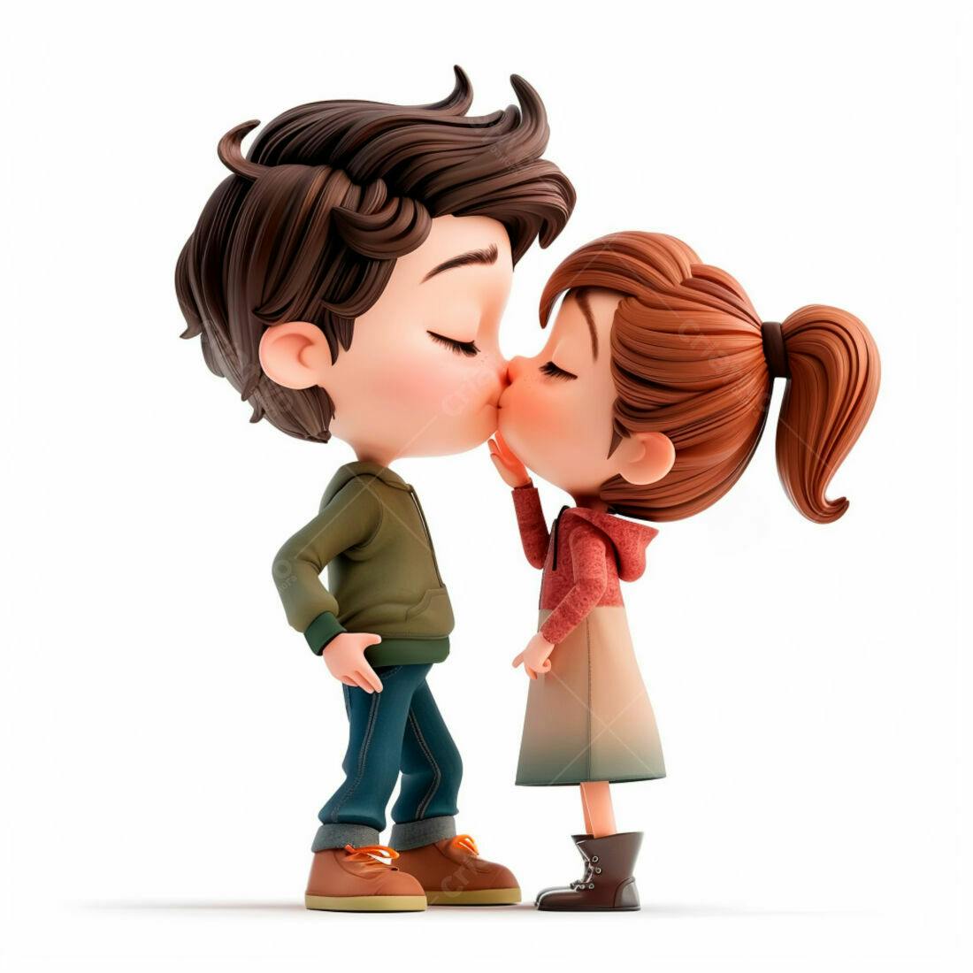 Desenho casal apaixonado se beijando