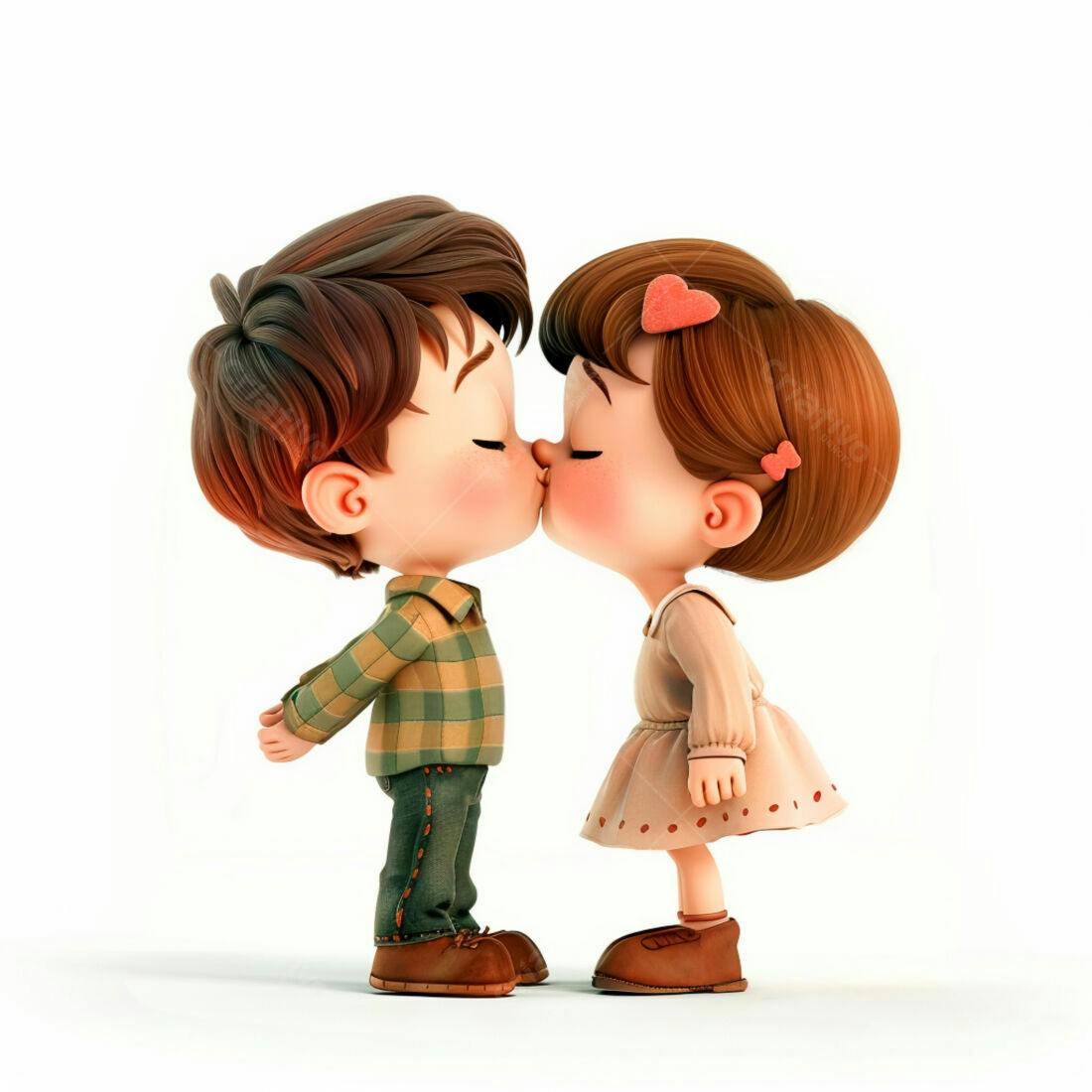 Desenho animado casal se beijando amor
