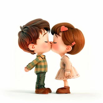 Imagem de um casal cartoon apaixonado se beijando 40