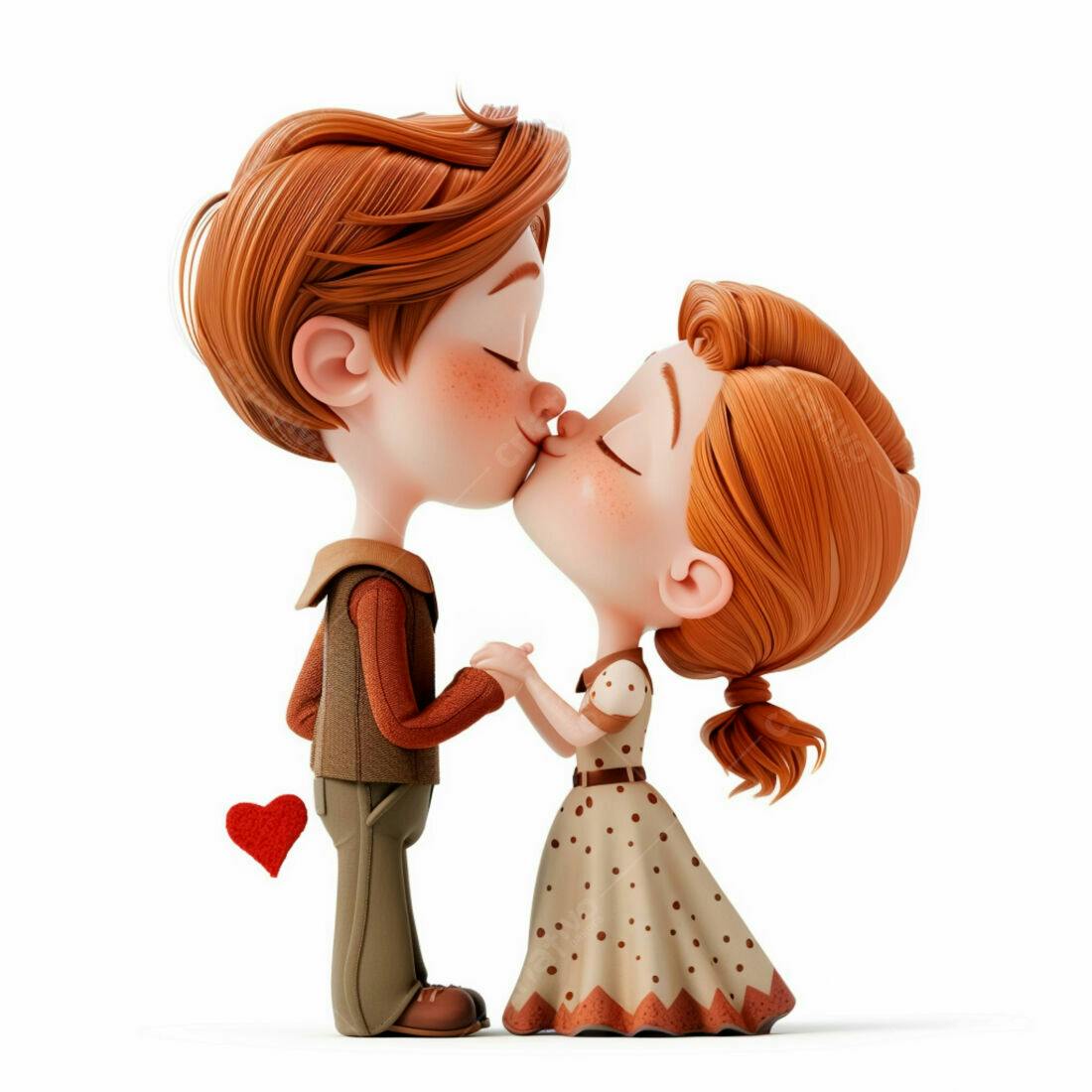 Casal apaixonado se beijando ilustração 3D