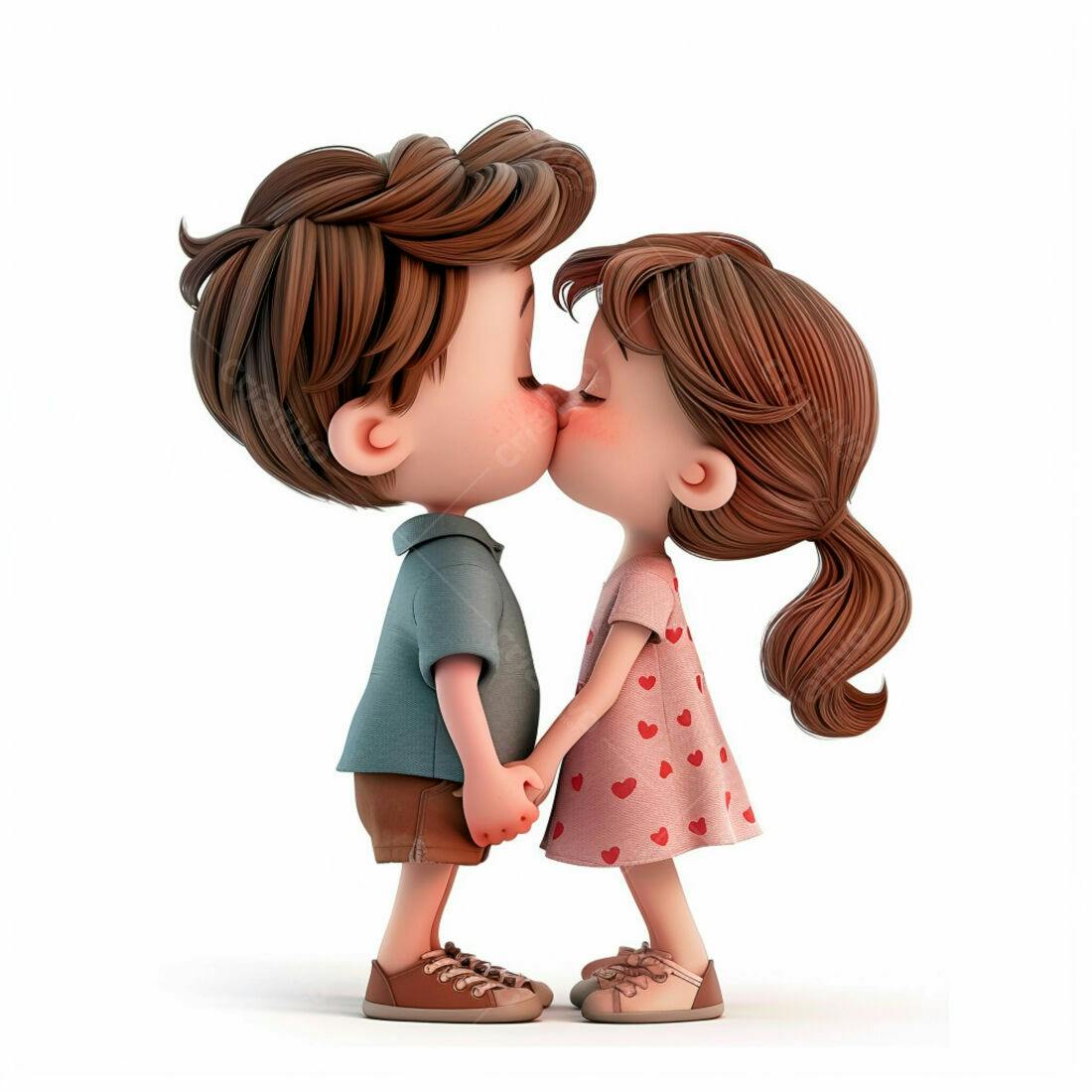 Desenho animado casal se beijando
