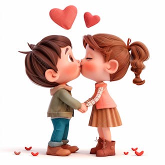 Imagem de um casal cartoon apaixonado se beijando 45