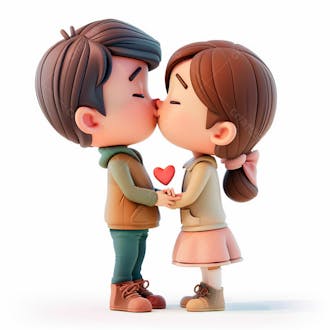 Imagem de um casal cartoon apaixonado se beijando 47