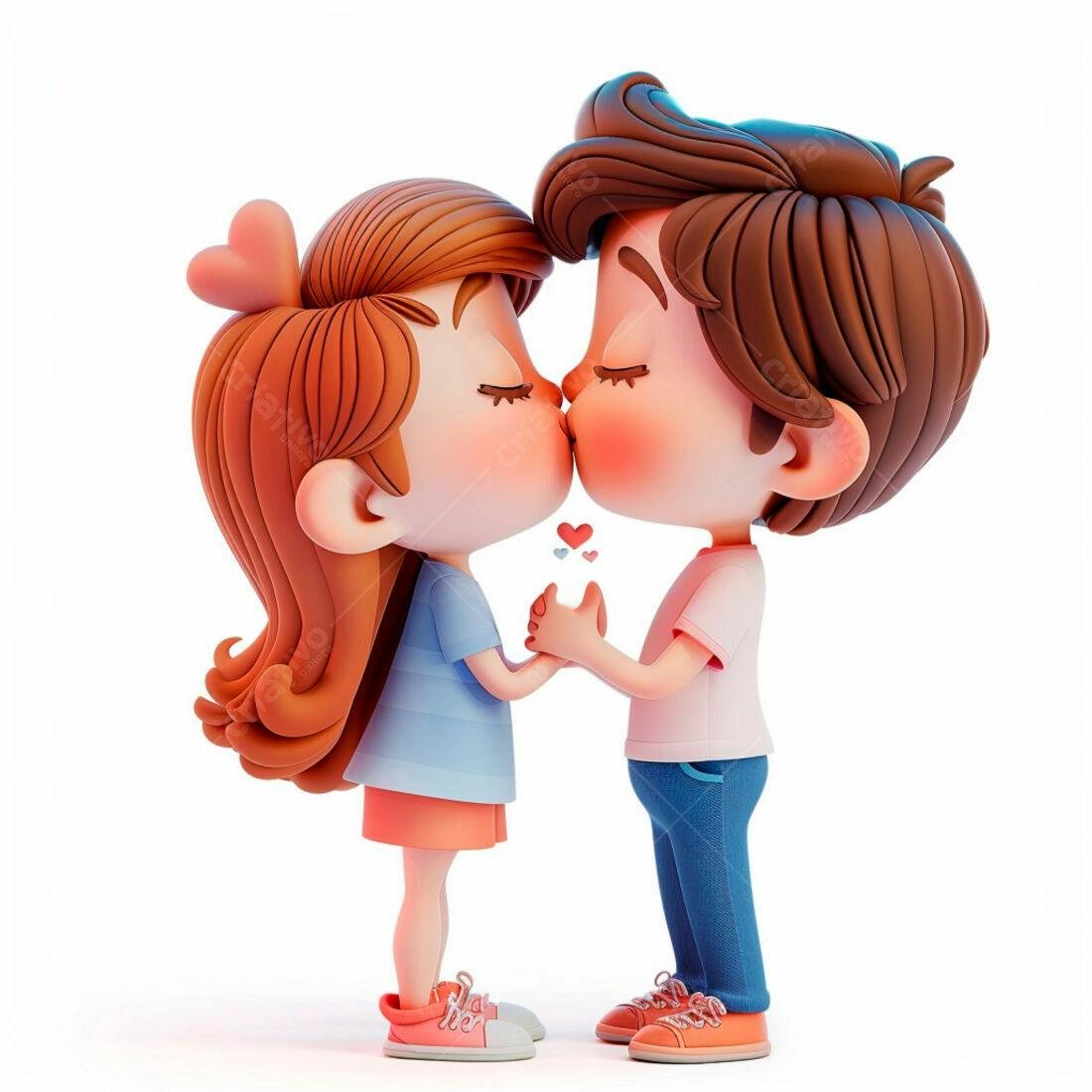 Casal apaixonado se beijando ilustração 3D