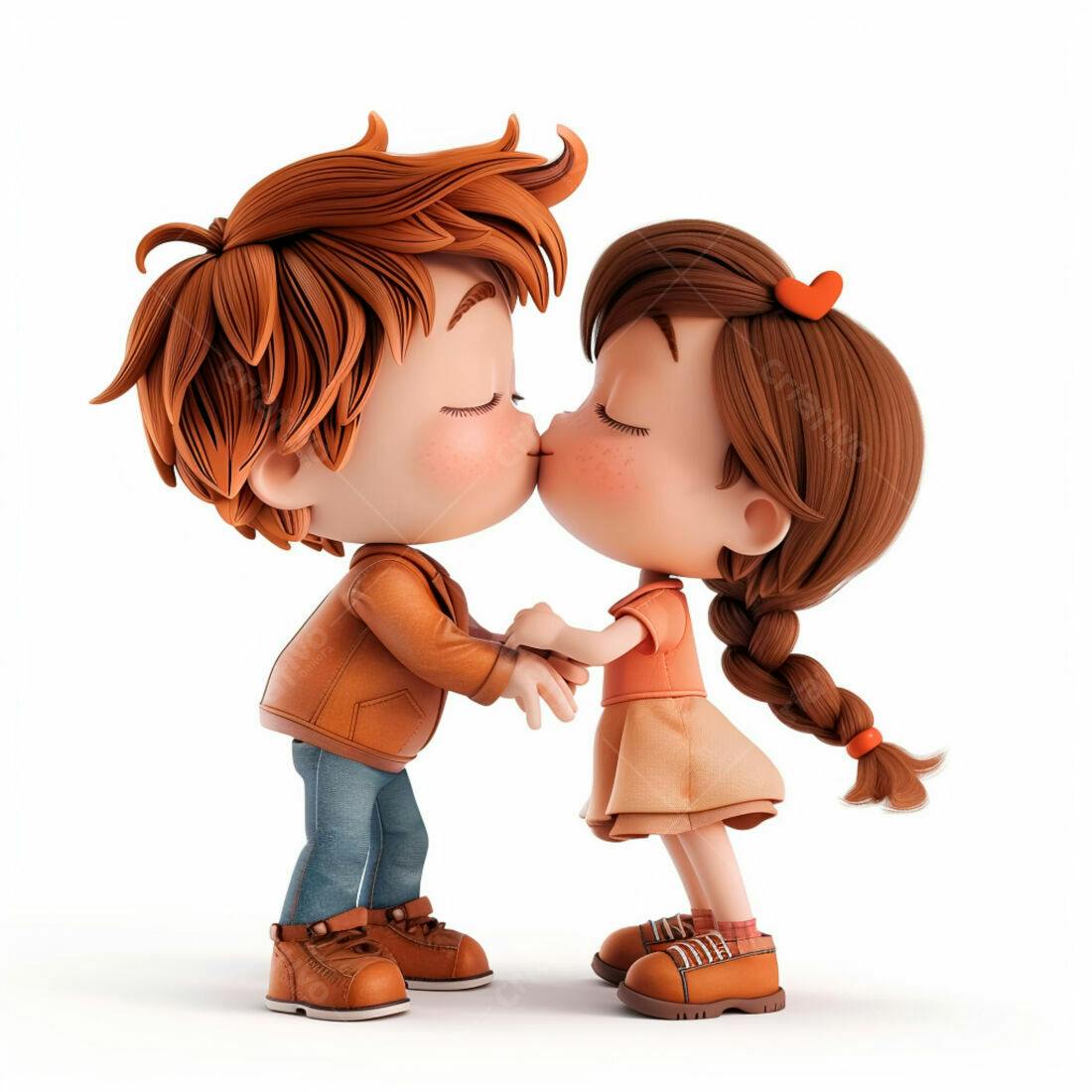 Desenho de casal apaixonado se beijando