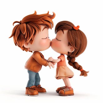 Imagem de um casal cartoon apaixonado se beijando 50