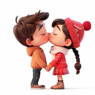 Imagem de um casal cartoon apaixonado se beijando 51