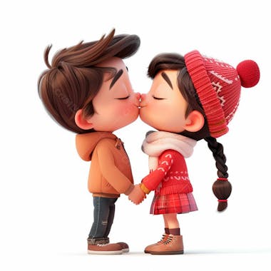 Imagem de um casal cartoon apaixonado se beijando 51