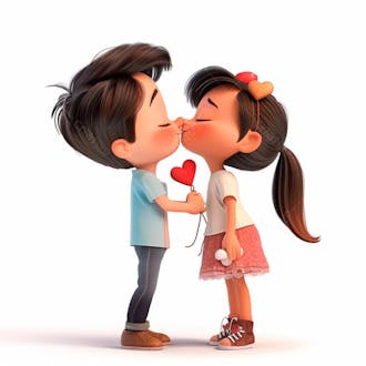Imagem de um casal cartoon apaixonado se beijando 52