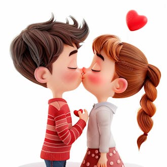 Imagem de um casal cartoon apaixonado se beijando 53