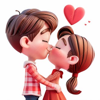 Imagem de um casal cartoon apaixonado se beijando 54