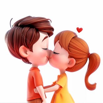 Imagem de um casal cartoon apaixonado se beijando 55
