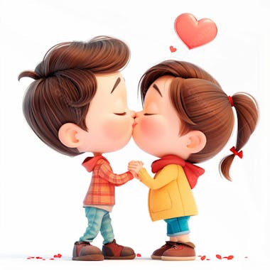 Imagem de um casal cartoon apaixonado se beijando 56