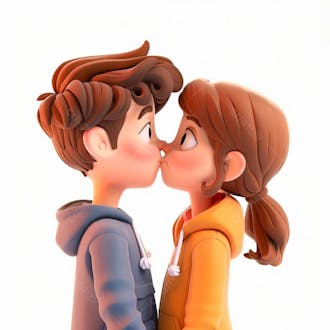 Imagem de um casal cartoon apaixonado se beijando 57