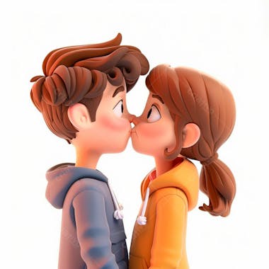 Imagem de um casal cartoon apaixonado se beijando 57