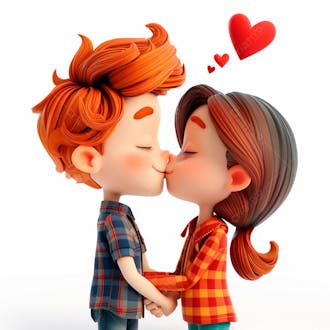 Imagem de um casal cartoon apaixonado se beijando 59