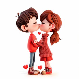 Imagem de um casal cartoon apaixonado se beijando 61
