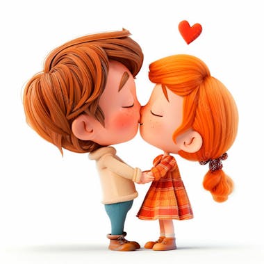 Imagem de um casal cartoon apaixonado se beijando 62