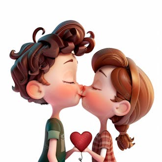 Imagem de um casal cartoon apaixonado se beijando 64