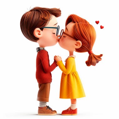 Imagem de um casal cartoon apaixonado se beijando 65